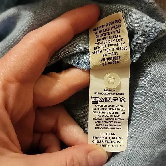L.L.Bean 100% Linen Long Sleeve Split neck Shirt Tunic Pullover-Size -Small 🩵 - Picture 5 of 6